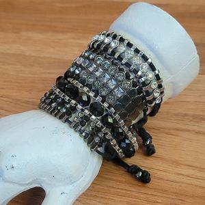 Lot of 4 rhinestone and leather bracelets